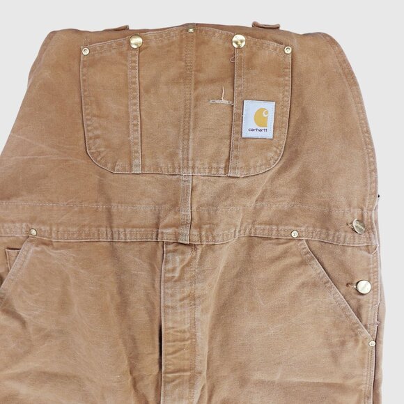 Vintage Carhartt R46 Duck Canvas  Overalls Brown 42x32 Made in USA Workwear - Picture 7 of 8